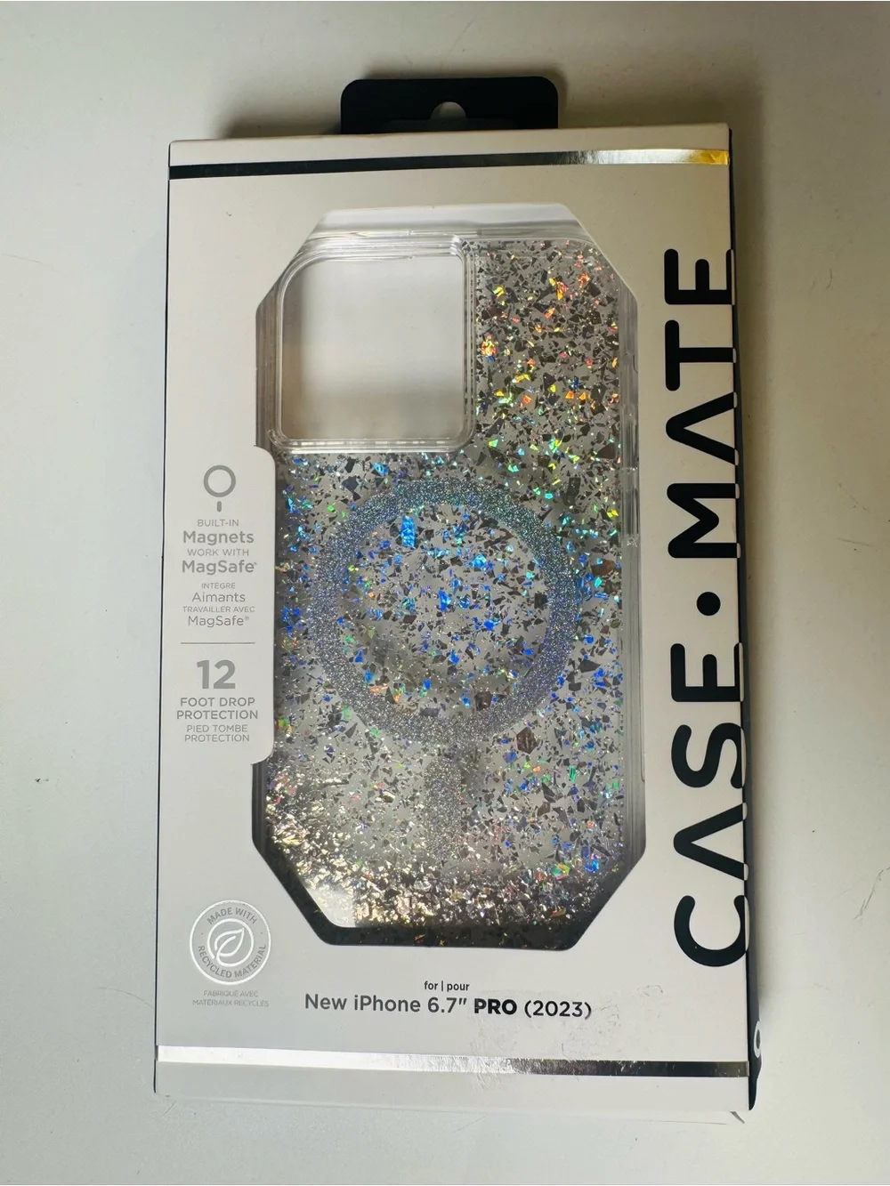 case-mate Silver Holographic Glitter MagSafe Case for  iPhone 15 pro max